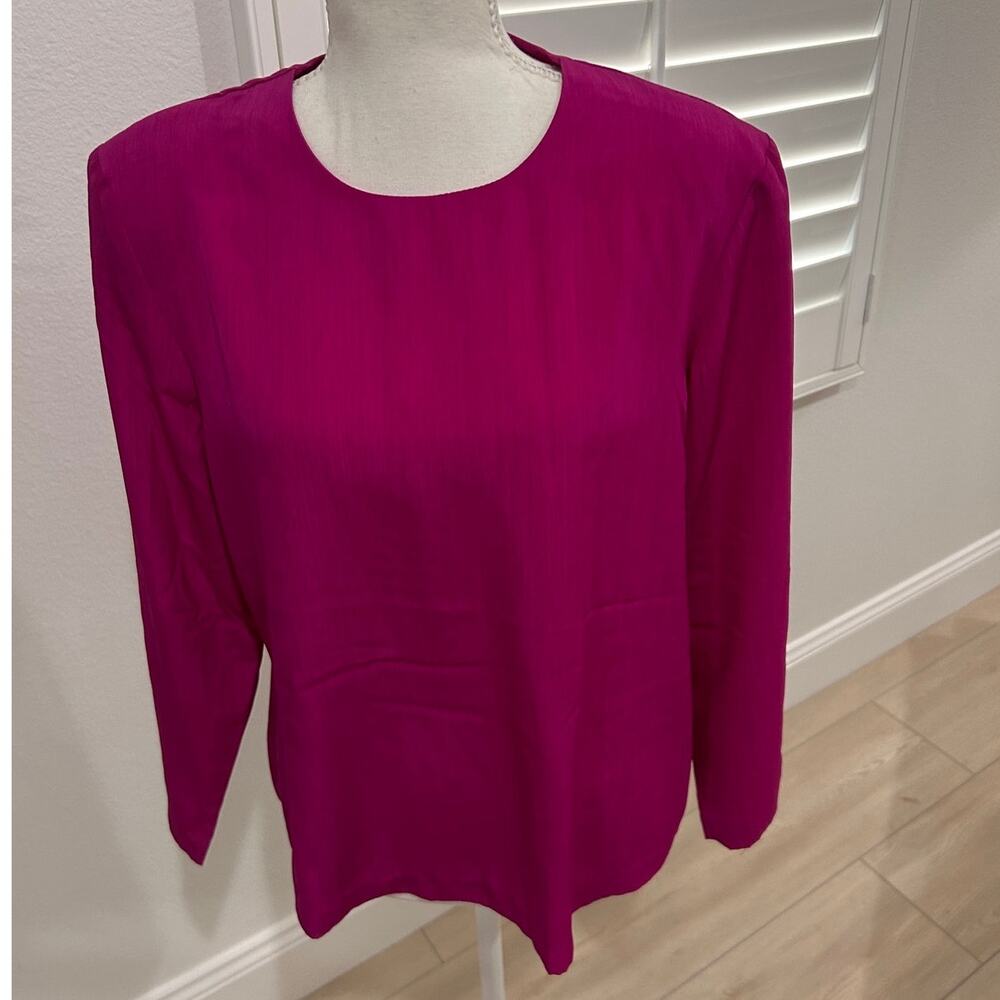 Graver Studio Long‑Sleeve Pink Fushia Blouse — Size Small